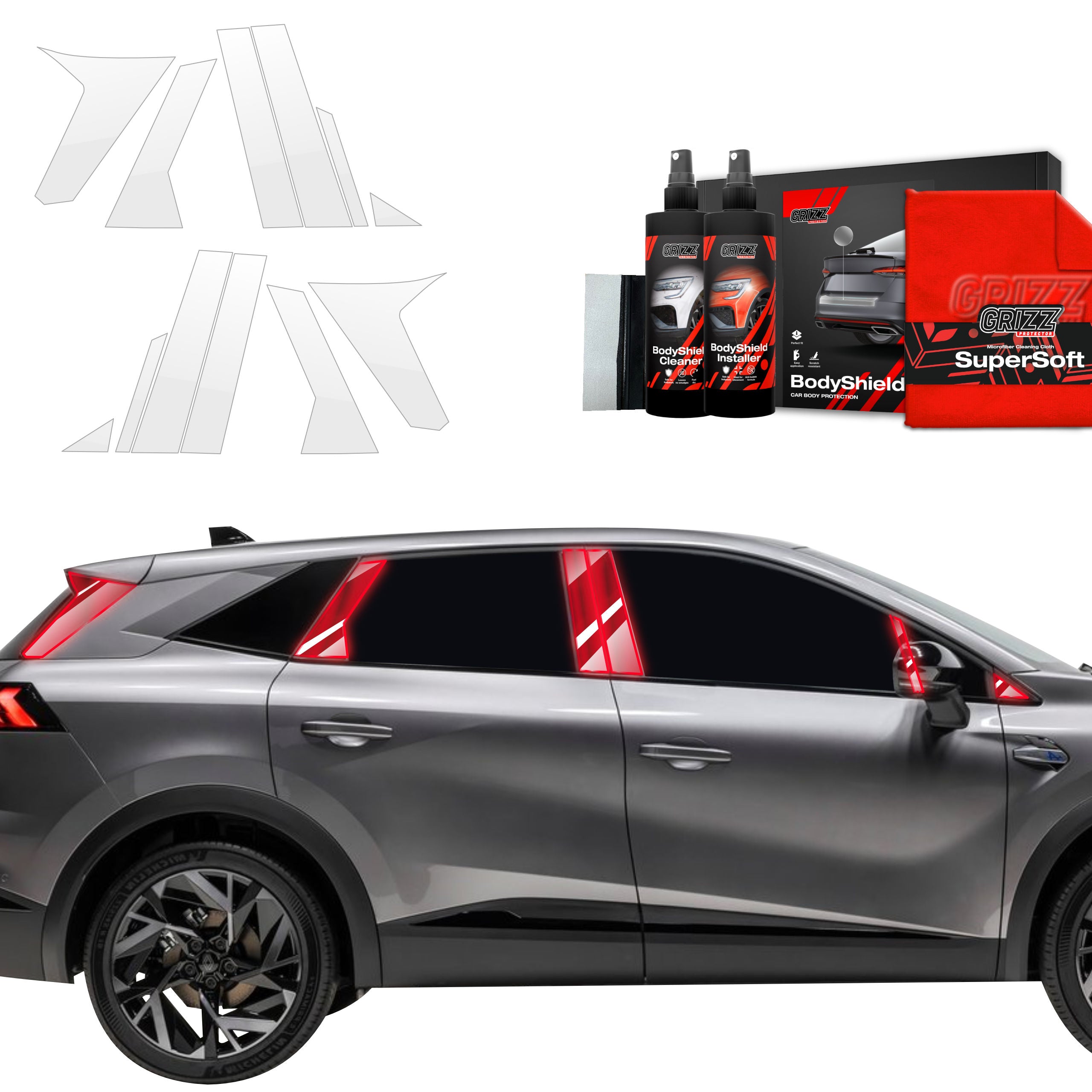 12in1 Schutzfolie Grizz Protector für A-B-C-Säule - Renault Symbioz (2024-2026)