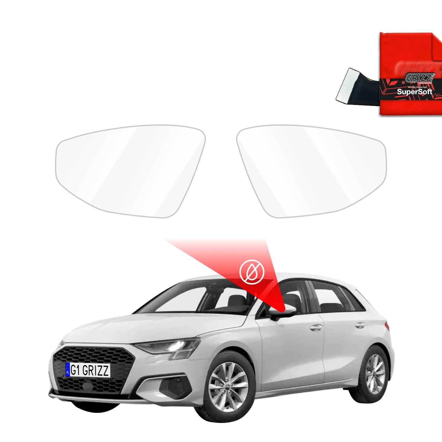Regenschutzfolie Grizz Protector für Außenspiegel - Audi A3 8Y (2020-2024)