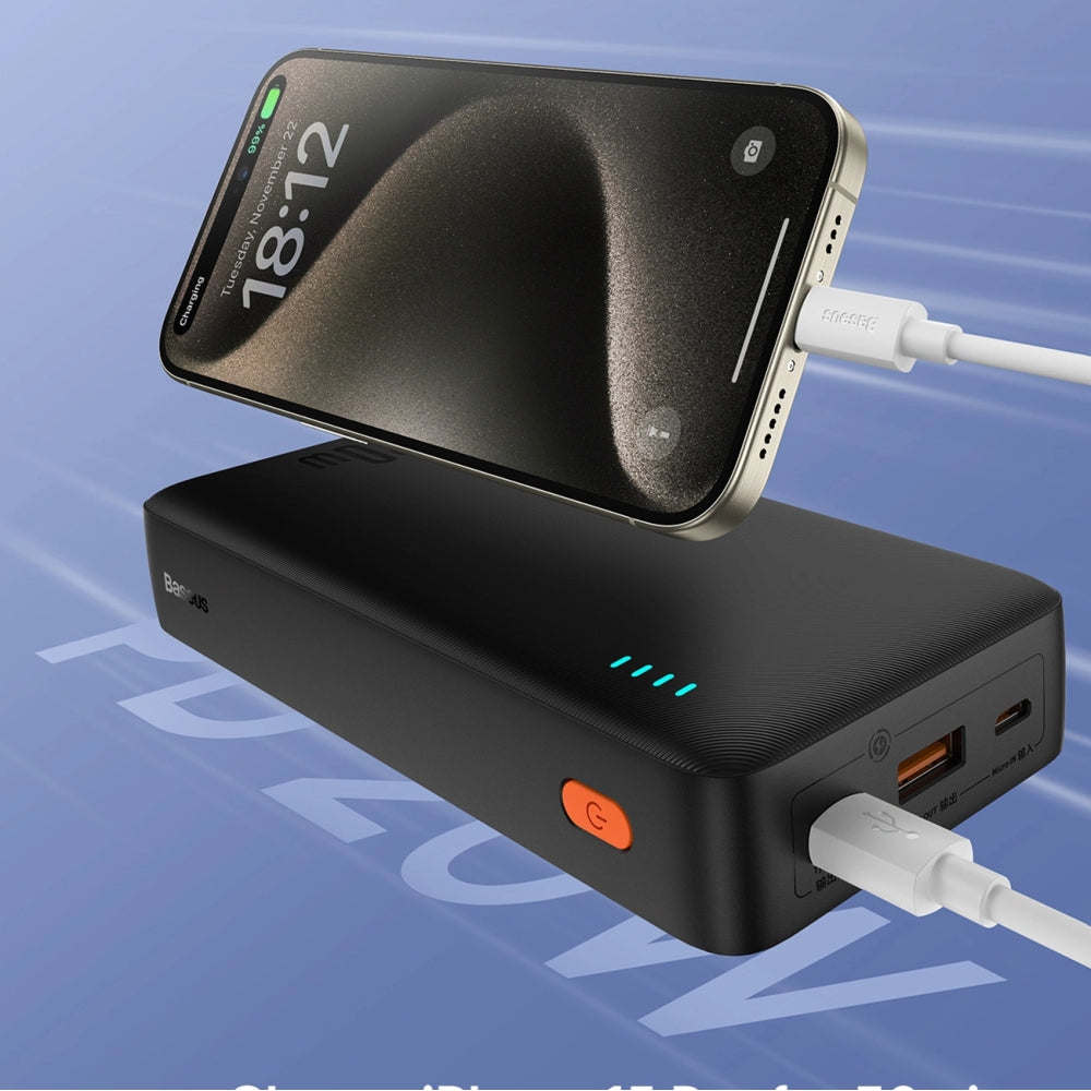 Powerbank Baseus Airpow 20000mAh 20W + Kabel, Schwarz