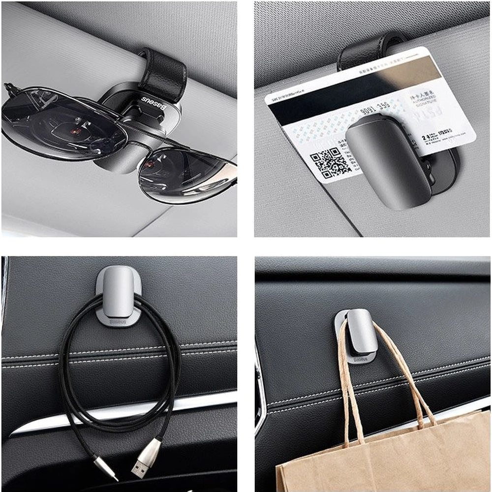 Autohalterung / Brillenclip Baseus Platinum Vehicle Eyewear Clip, Schwarz / Silbern