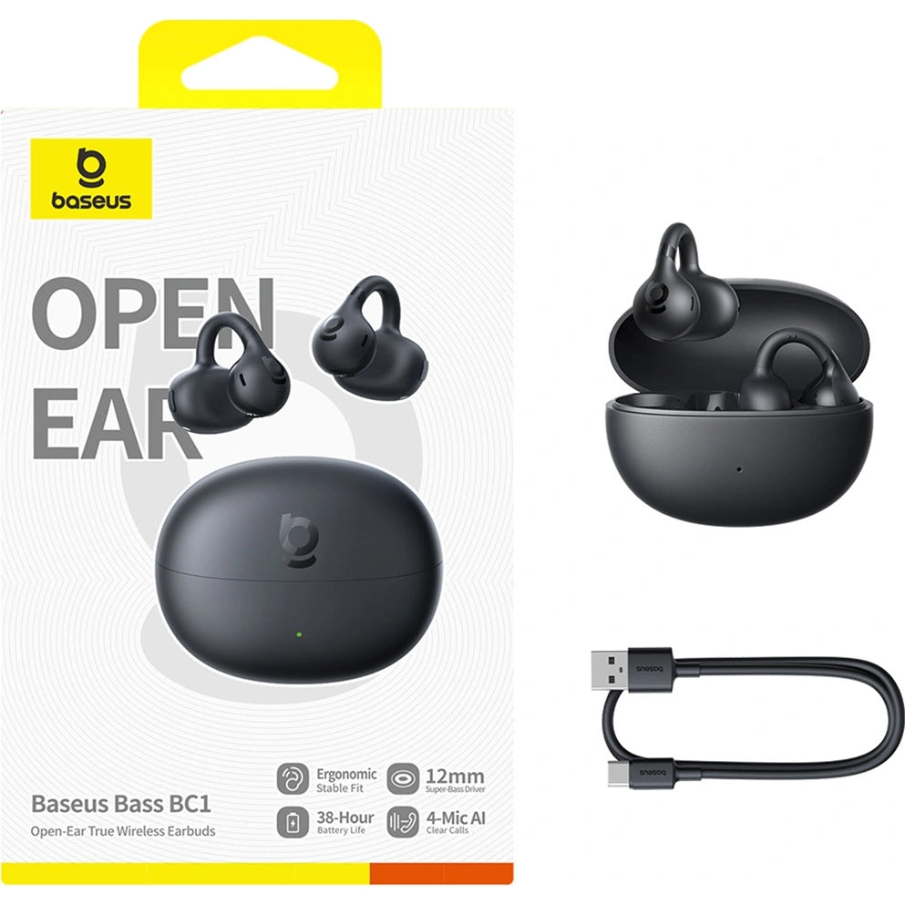 Baseus Bass BC1 Open Ear  drahtloser In-Ear-Kopfhörer, Schwarz