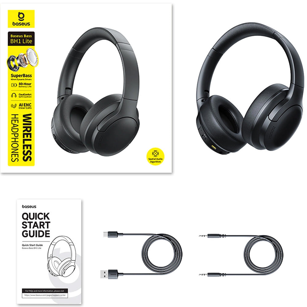 Kabellose Over-Ear-Kopfhörer, Bluetooth 6.0, Baseus Bass BH1 Lite, Schwarz