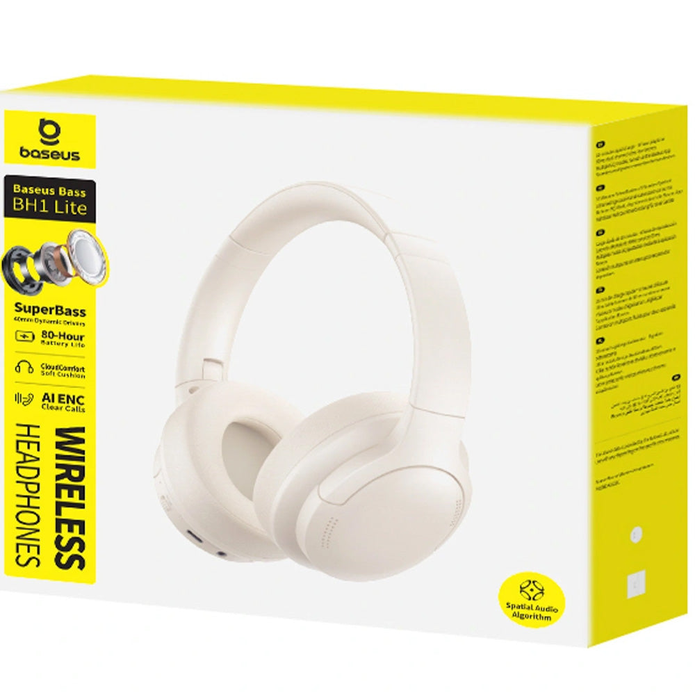 Kabellose Over-Ear-Kopfhörer, Bluetooth 6.0, Baseus Bass BH1 Lite, Weiß