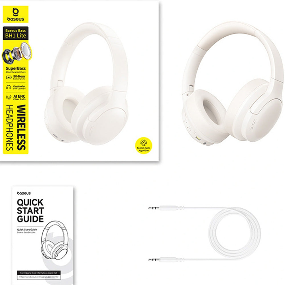 Kabellose Over-Ear-Kopfhörer, Bluetooth 6.0, Baseus Bass BH1 Lite, Weiß