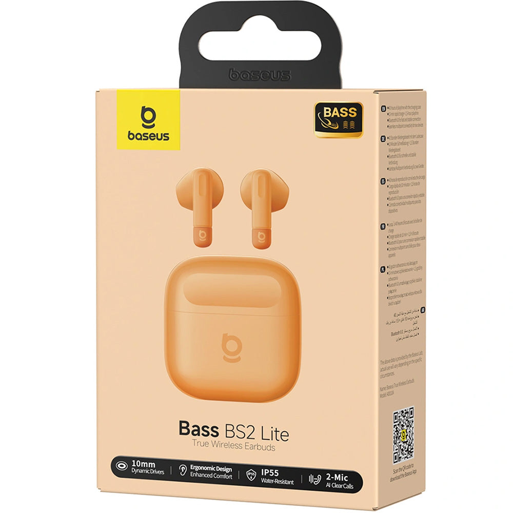 Drahtloser In-Ear-Kopfhörer, Baseus Bass BS2 Lite TWS, Bluetooth 6.0, IP55, Orange