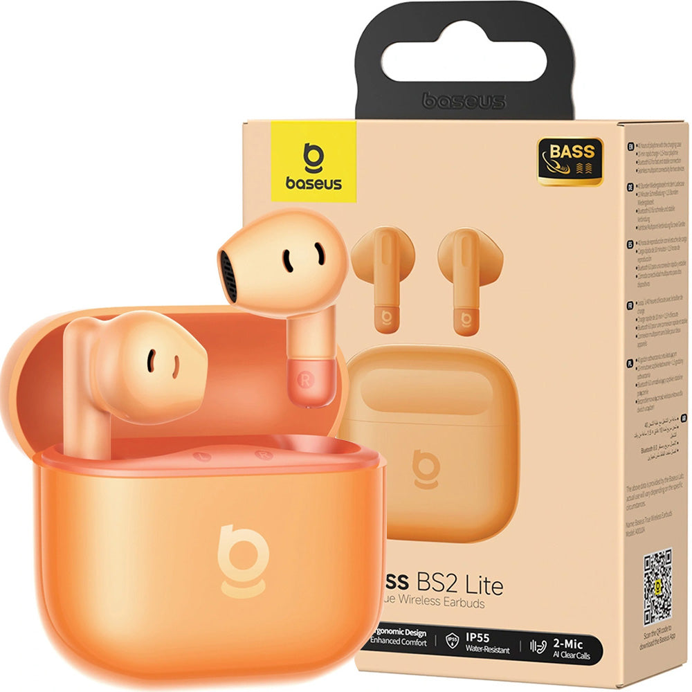 Drahtloser In-Ear-Kopfhörer, Baseus Bass BS2 Lite TWS, Bluetooth 6.0, IP55, Orange