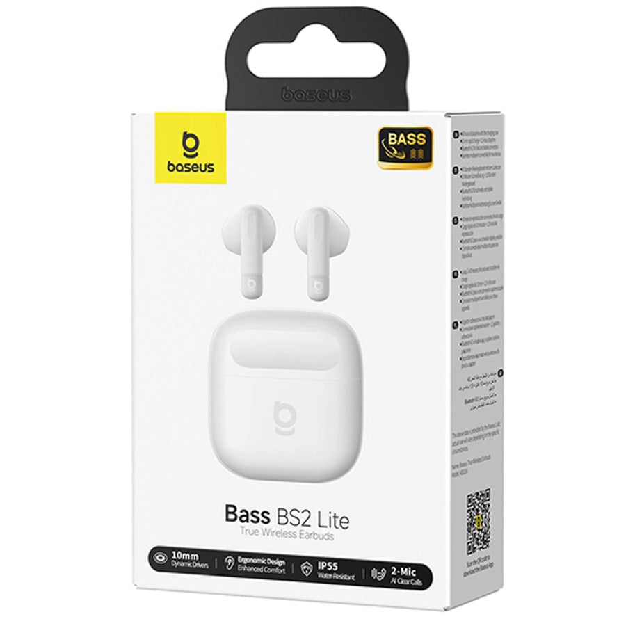 Drahtloser In-Ear-Kopfhörer, Baseus Bass BS2 Lite TWS, Bluetooth 6.0, IP55, Weiß