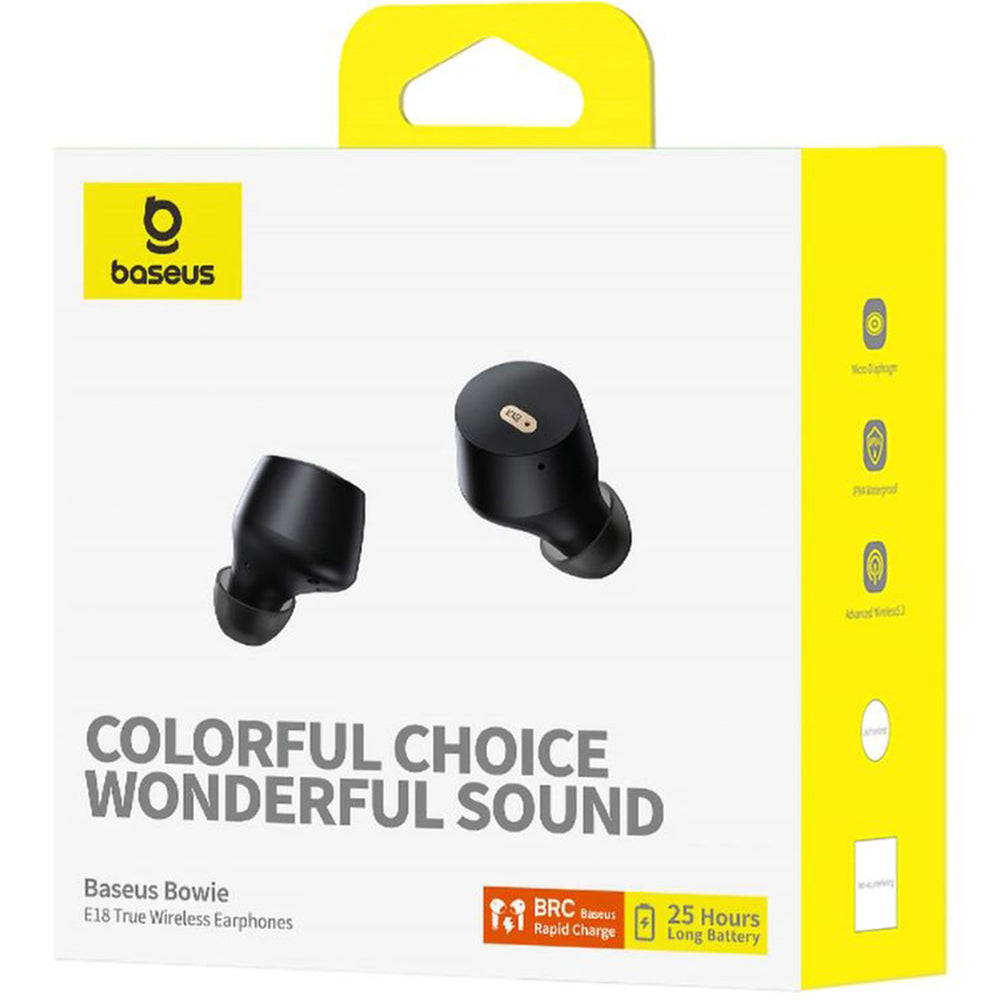Kabellose In-Ear-Kopfhörer, Baseus TWS IPX4 Bowie E18, Schwarz