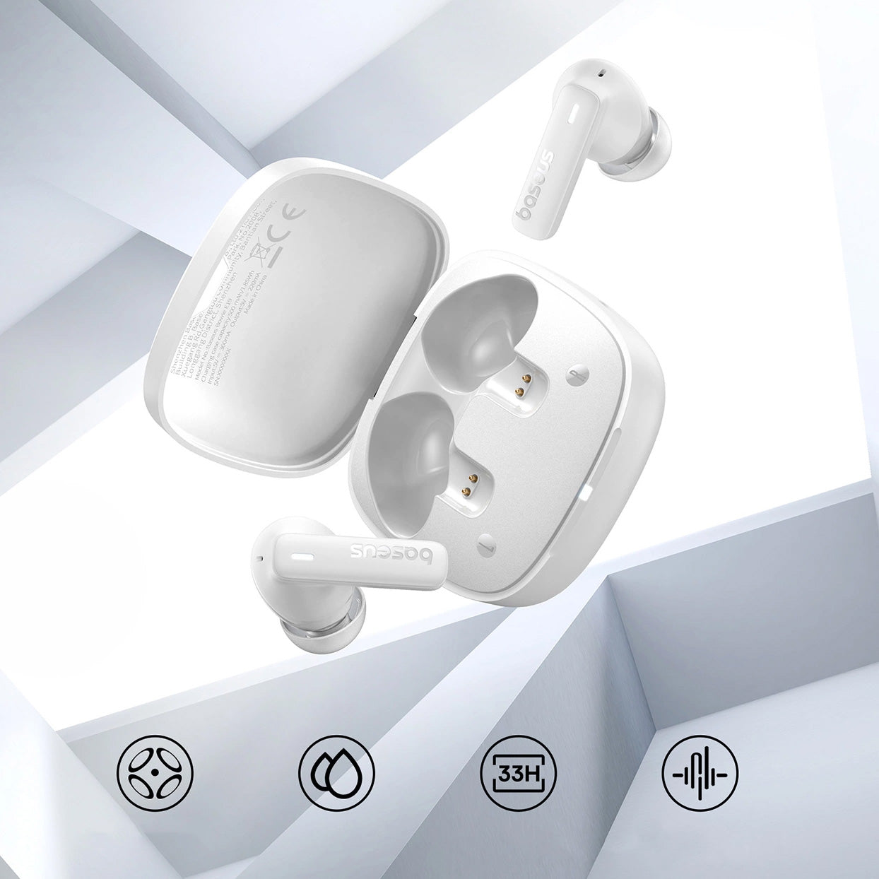 Kabellose In-Ear-Kopfhörer, Baseus TWS IPX5 Bowie E19, Weiß