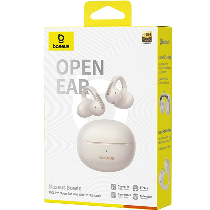 In-Ear-Kopfhörer mit Ohrbügel, Baseus Bowie MC1 Pro Open Ear TWS Earbuds, IP67, Bluetooth 6.0, Weiß