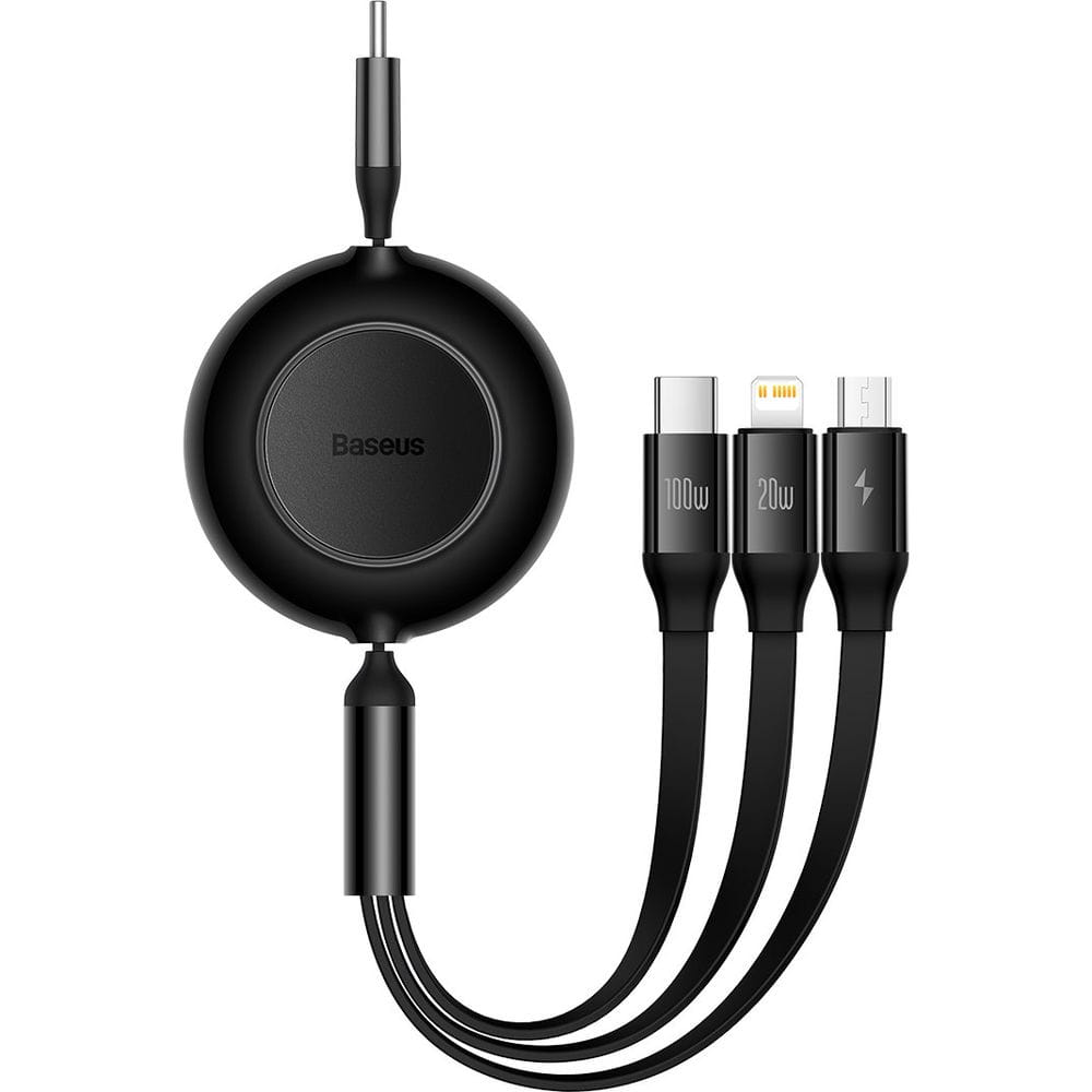 Kabel Baseus Bright Mirror 2 USB-C für Lightning / USB-C / MicroUSB 1,1 m, 10W, Schwarz