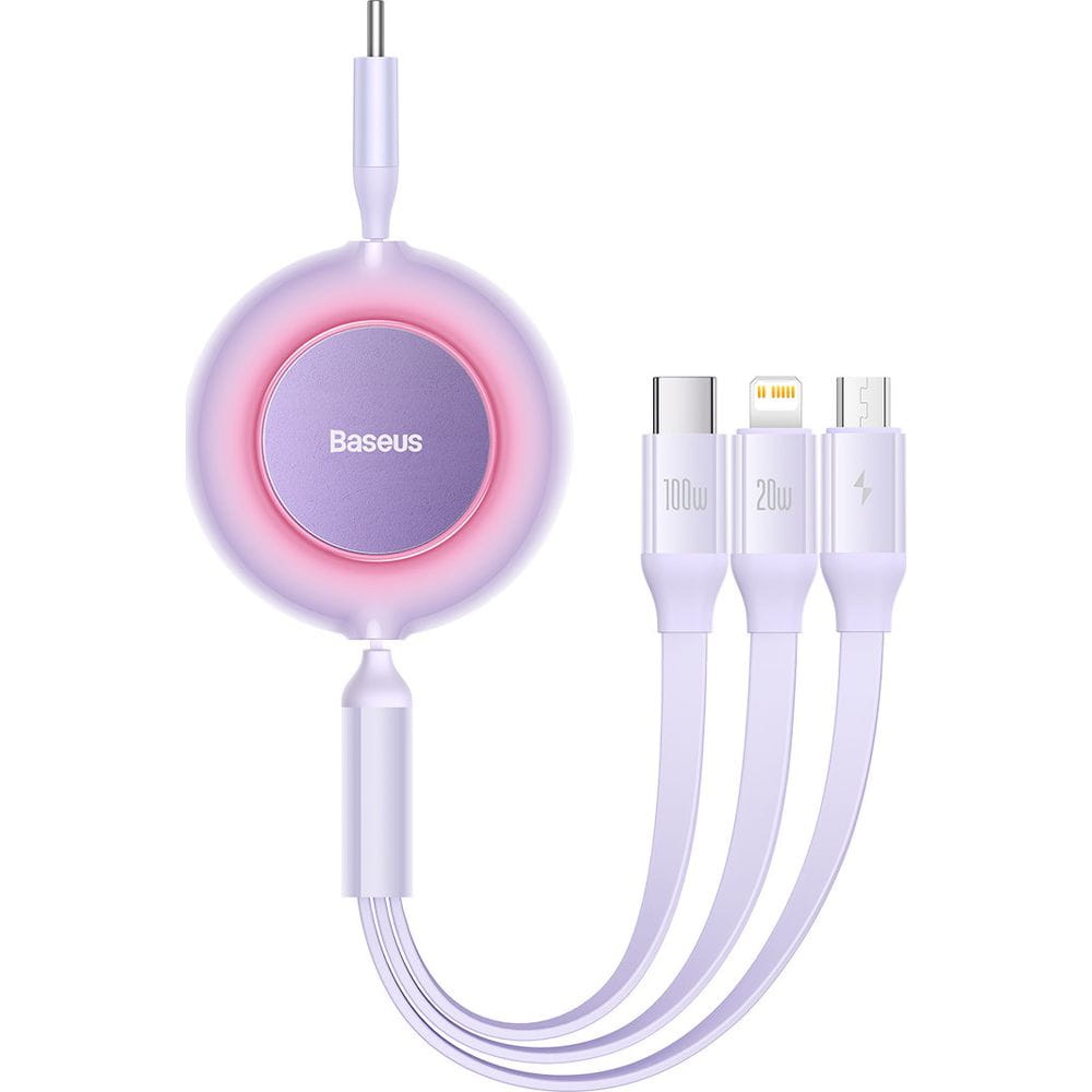 Kabel Baseus Bright Mirror 2 USB-C für Lightning / USB-C / MicroUSB 1,1 m, 10W, Violett