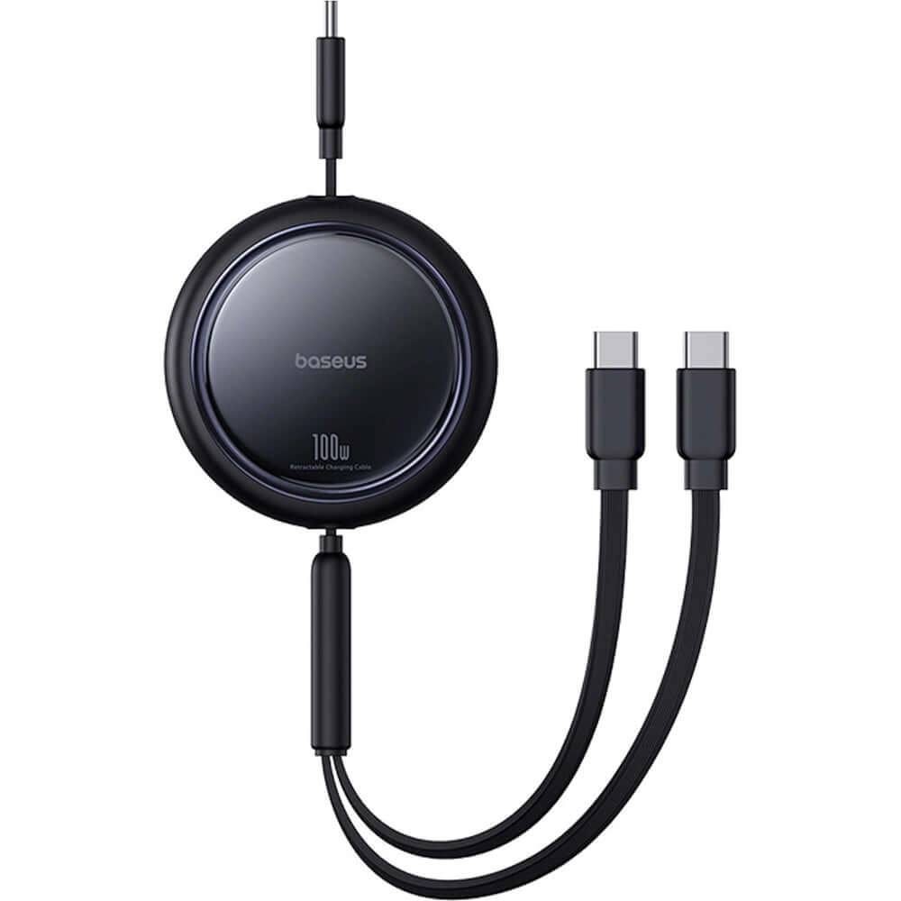 2-in-1-USB-C-Spiralkabel, Baseus Bright Mirror Series USB-C zu 2x USB-C, 100W PD, 1 m, Schwarz