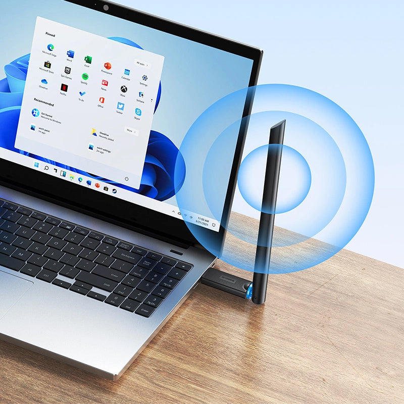 USB-A Netzwerkadapter mit externer Antenne, Baseus BS-OH172, 300 Mb/s, 2.4 GHz, Schwarz