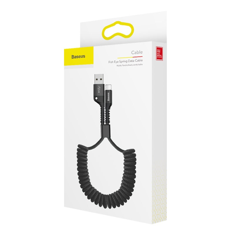 Spiralkabel Baseus USB-A auf Lightning, 1 m, 2 A, 480 Mbit/s, Schwarz