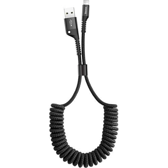 Spiralkabel Baseus USB-A auf Lightning, 1 m, 2 A, 480 Mbit/s, Schwarz