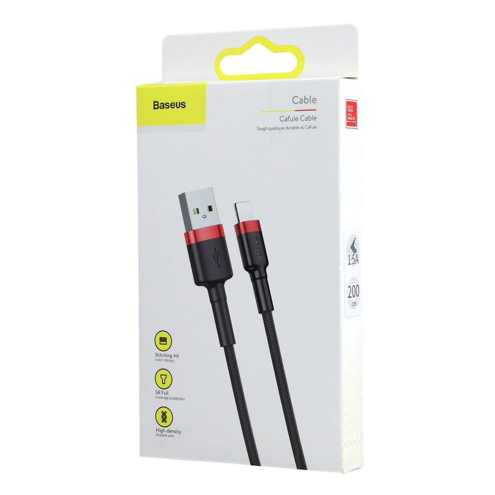 Kabel Baseus Cafule 1.5A USB-A für Lightning 2m, Schwarz-Rot