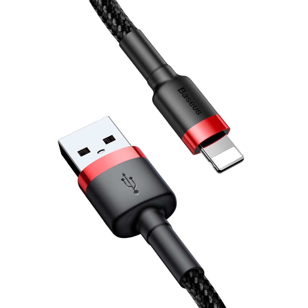 Kabel Baseus Cafule 1.5A USB-A für Lightning 2m, Schwarz-Rot