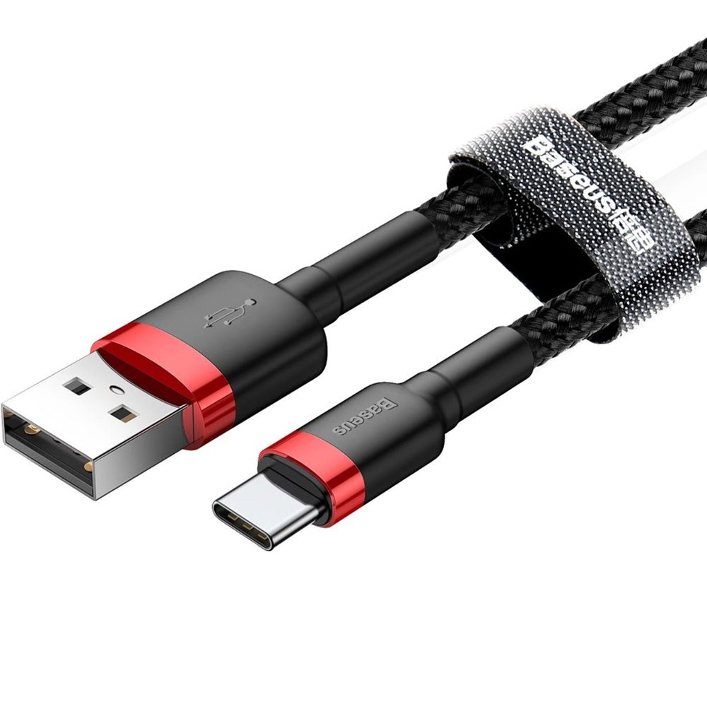 Kabel USB-A zu USB-C, 2A, 3m, Baseus Cafule, Schwarz-Rot
