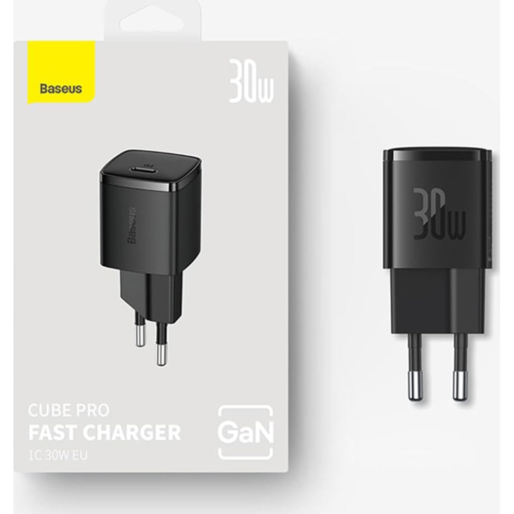 Wandladegerät Baseus Cube Pro GaN3 PD USB-C, 30W, Schwarz