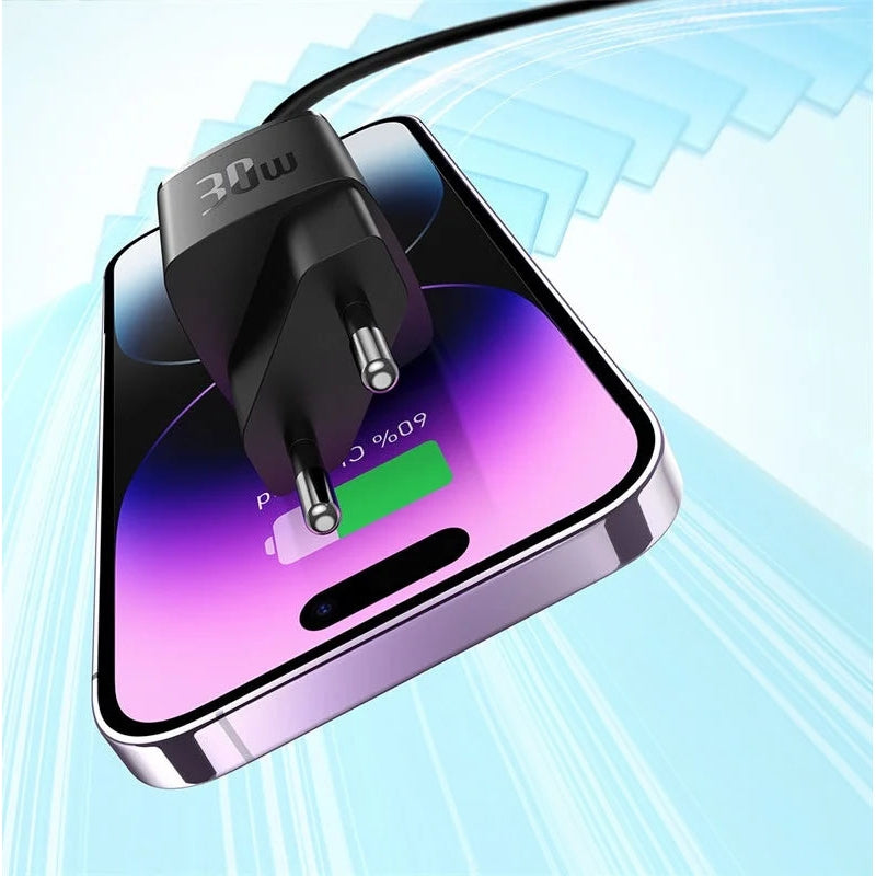 Wandladegerät Baseus Cube Pro GaN3 PD USB-C, 30W, Schwarz