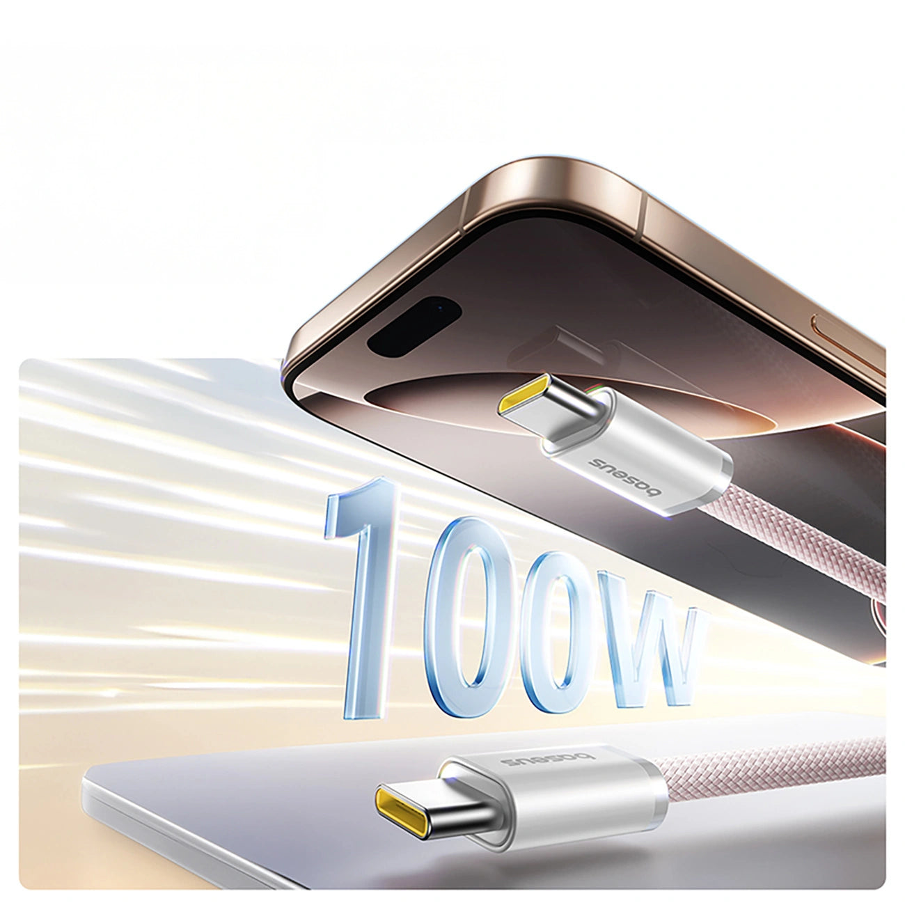 Magnetkabel, Baseus Dynamic 4 Pro USB-C - USB-C, 100W PD, 1 m, Rosa