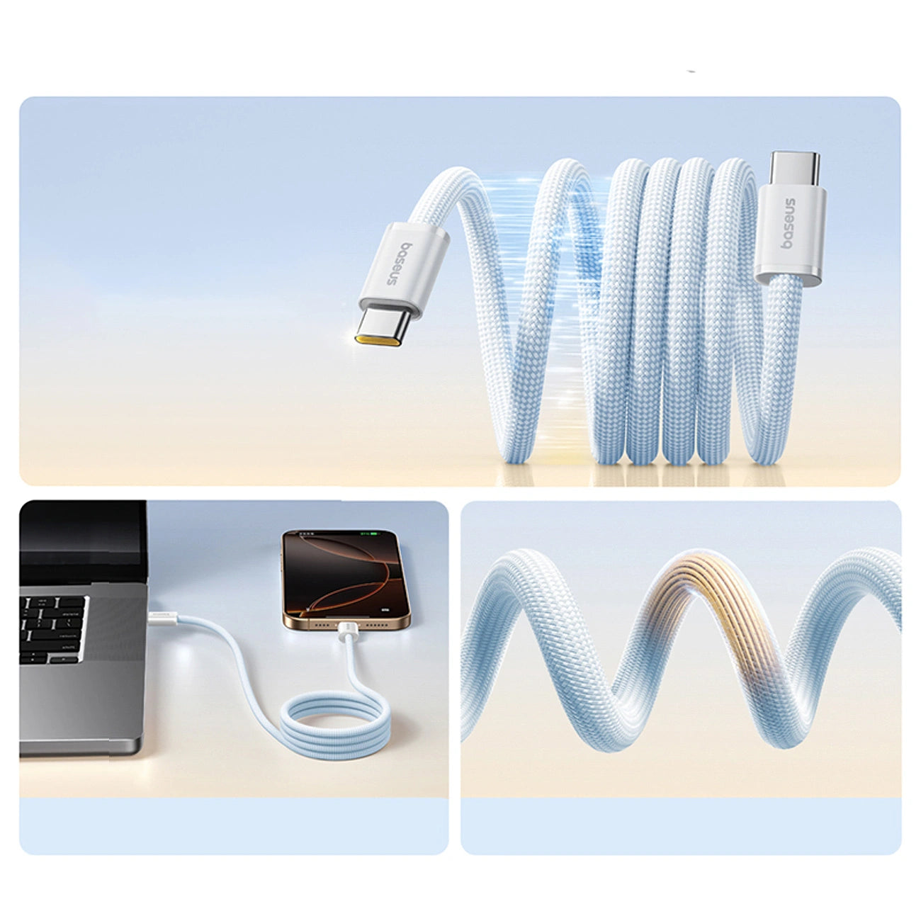 Magnetkabel, Baseus Dynamic 4 Pro USB-C - USB-C, 100W PD, 1 m, Blau