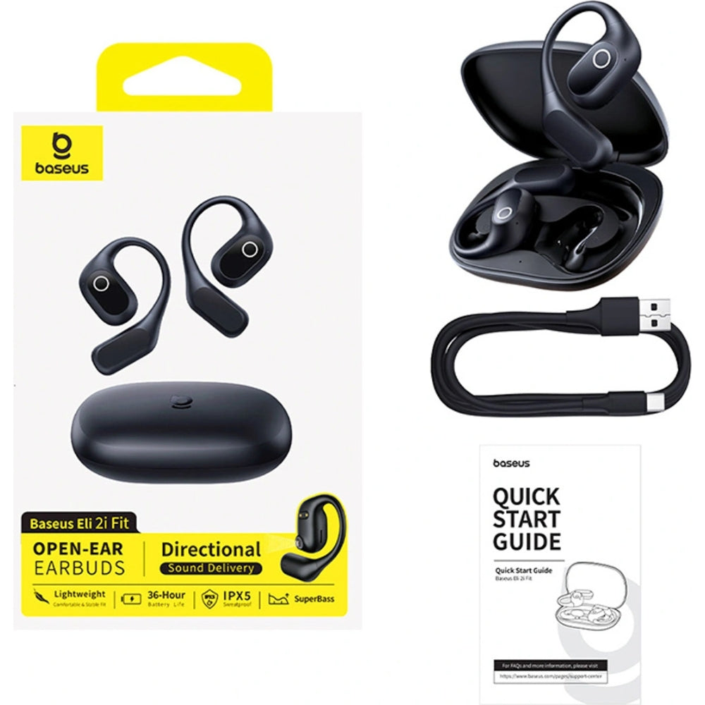 Baseus Eli 2i Fit Open Ear drahtloser In-Ear-Kopfhörer, Schwarz