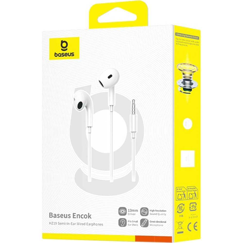 Kabelgebundene In-Ear-Kopfhörer mit Mini-Jack 3,5 mm, Baseus Encok HZ19, Weiß