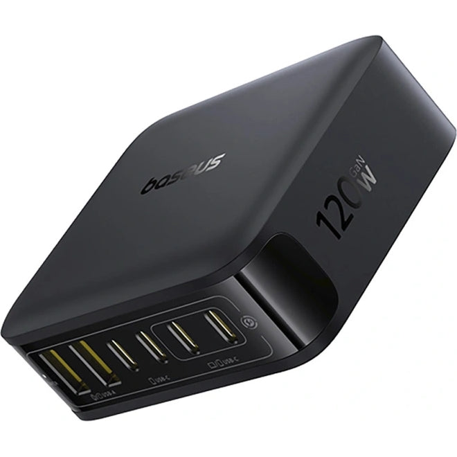 GaN-Ladestation, Tischladegerät 120 W, 4x USB-C / 2x USB-A, Baseus EnerFill FH21, Schwarz