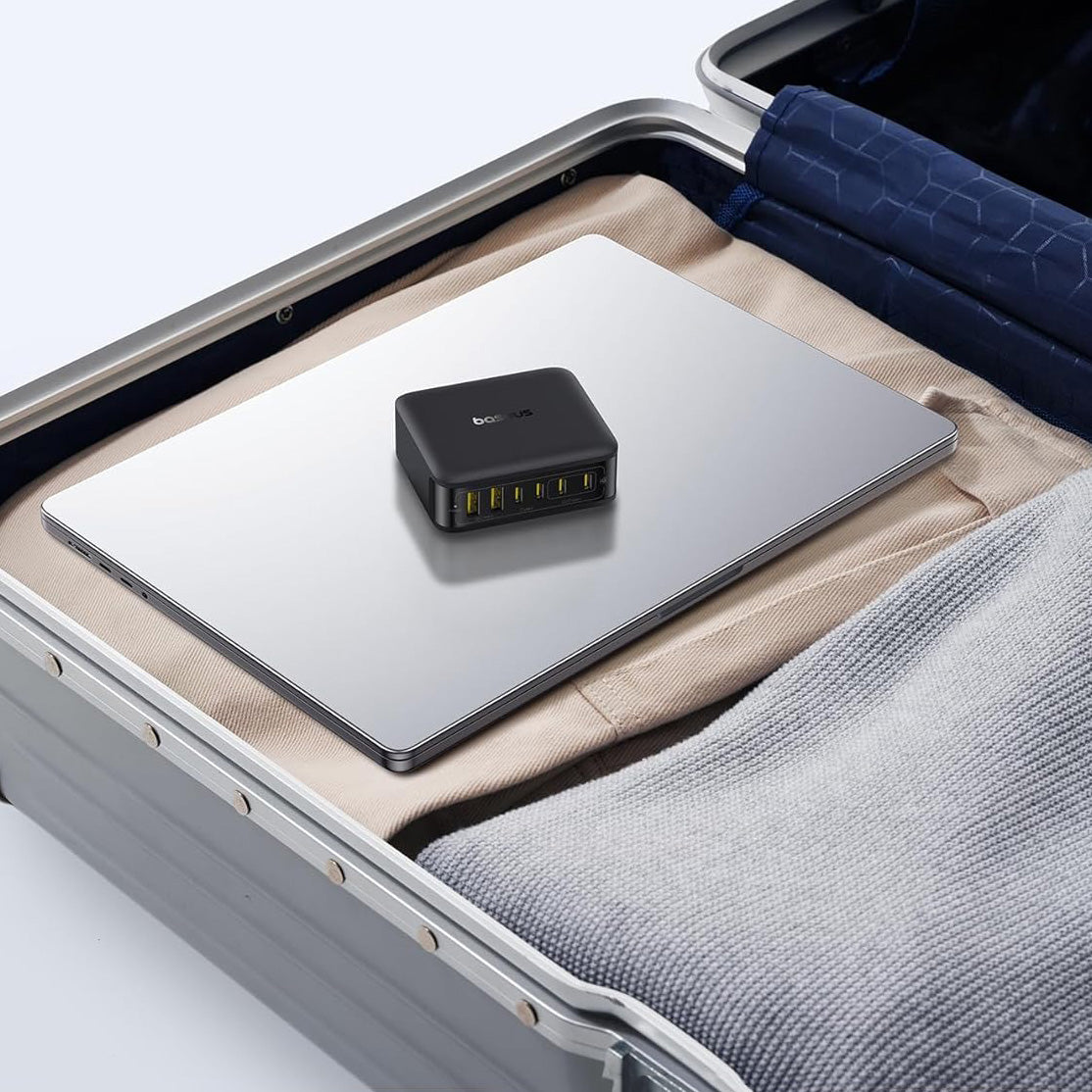 GaN-Ladestation, Tischladegerät 120 W, 4x USB-C / 2x USB-A, Baseus EnerFill FH21, Schwarz