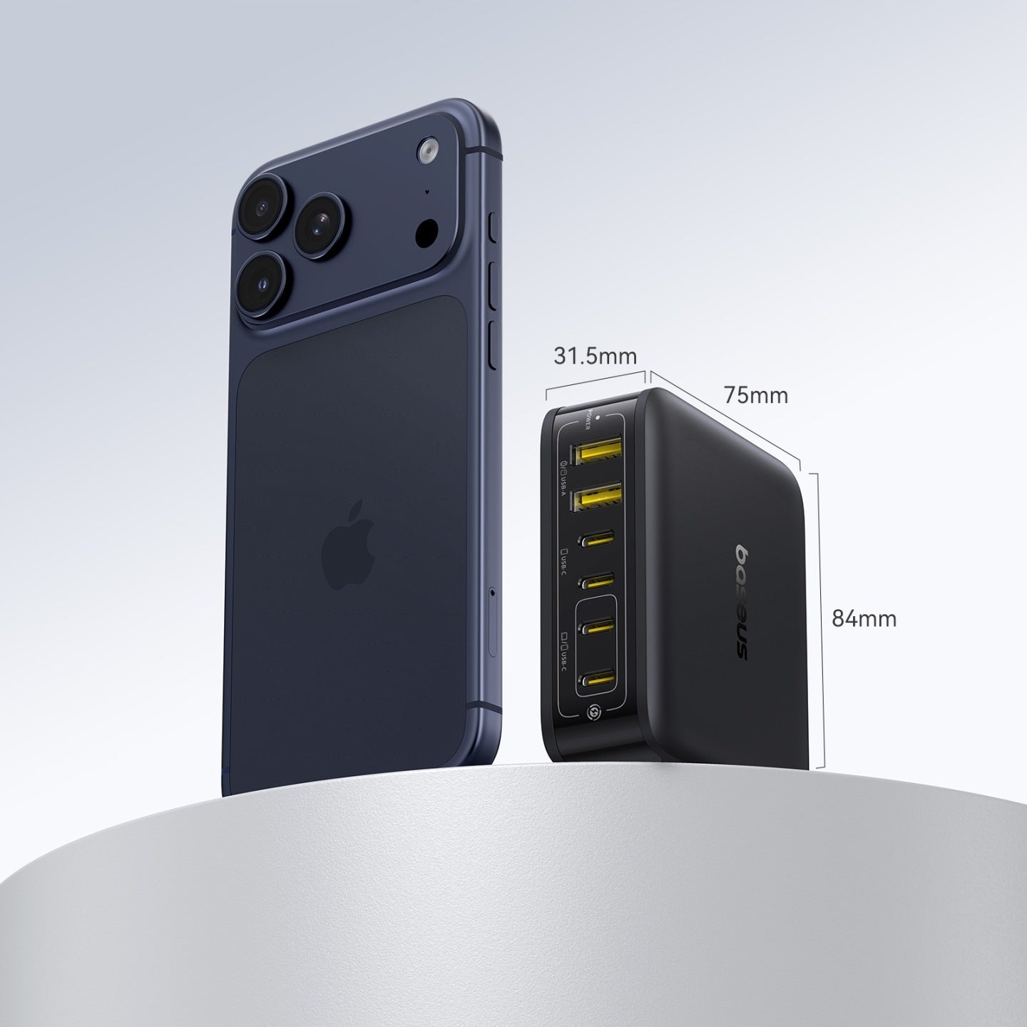GaN-Ladestation, Tischladegerät 120 W, 4x USB-C / 2x USB-A, Baseus EnerFill FH21, Schwarz