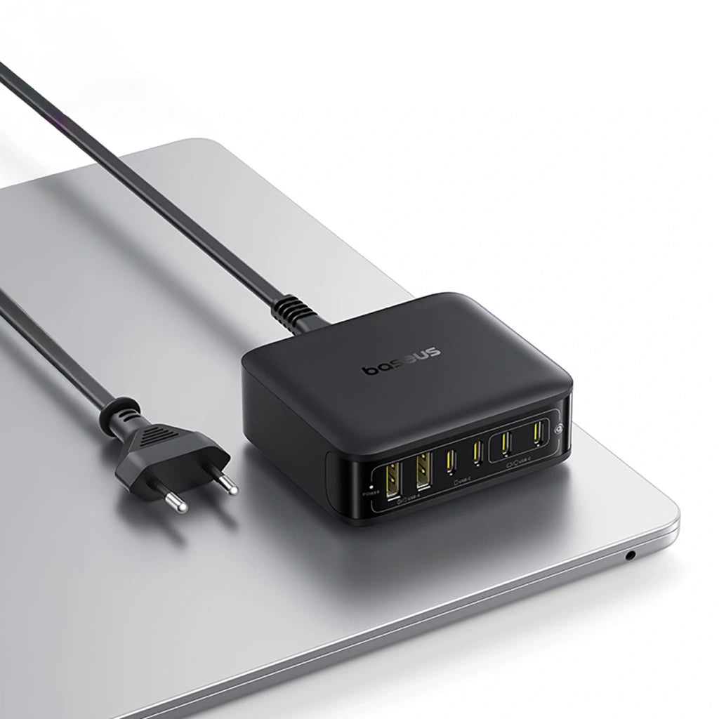 GaN-Ladestation, Tischladegerät 120 W, 4x USB-C / 2x USB-A, Baseus EnerFill FH21, Schwarz