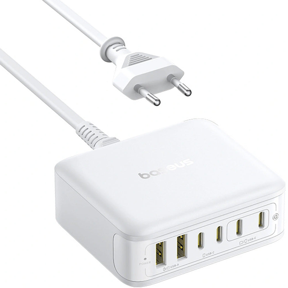 GaN-Ladestation, Tischladegerät 120W, 4x USB-C / 2x USB-A, Baseus EnerFill FH21, Weiß