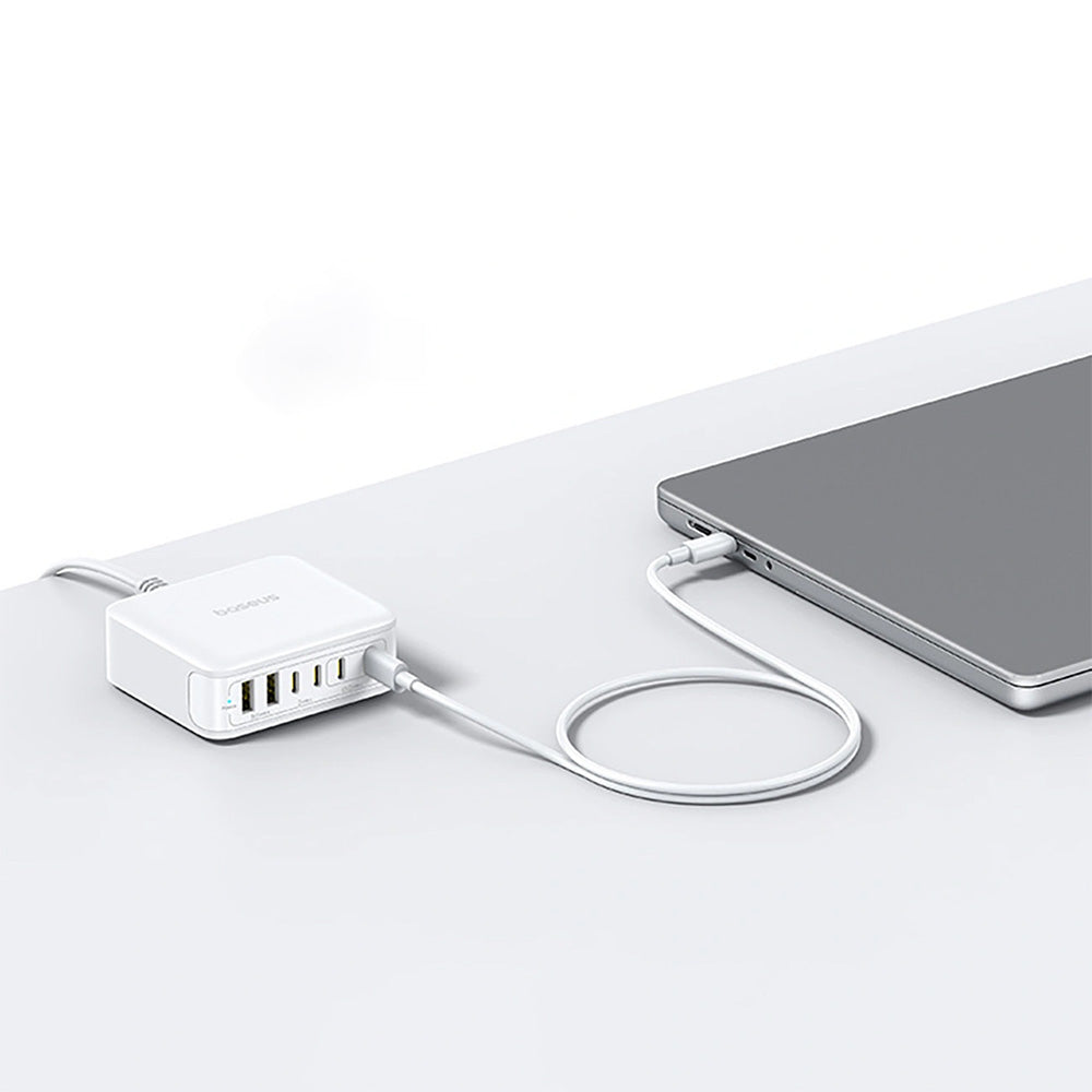 GaN-Ladestation, Tischladegerät 120W, 4x USB-C / 2x USB-A, Baseus EnerFill FH21, Weiß