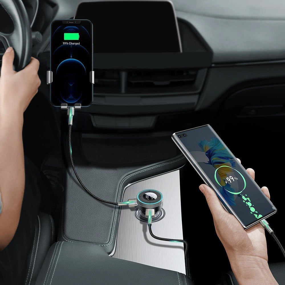 Autoladegerät + FM-Sender Baseus Enjoyer, 17W, Bluetooth 5.0, MicroSD, Minijack 3.5mm, Schwarz