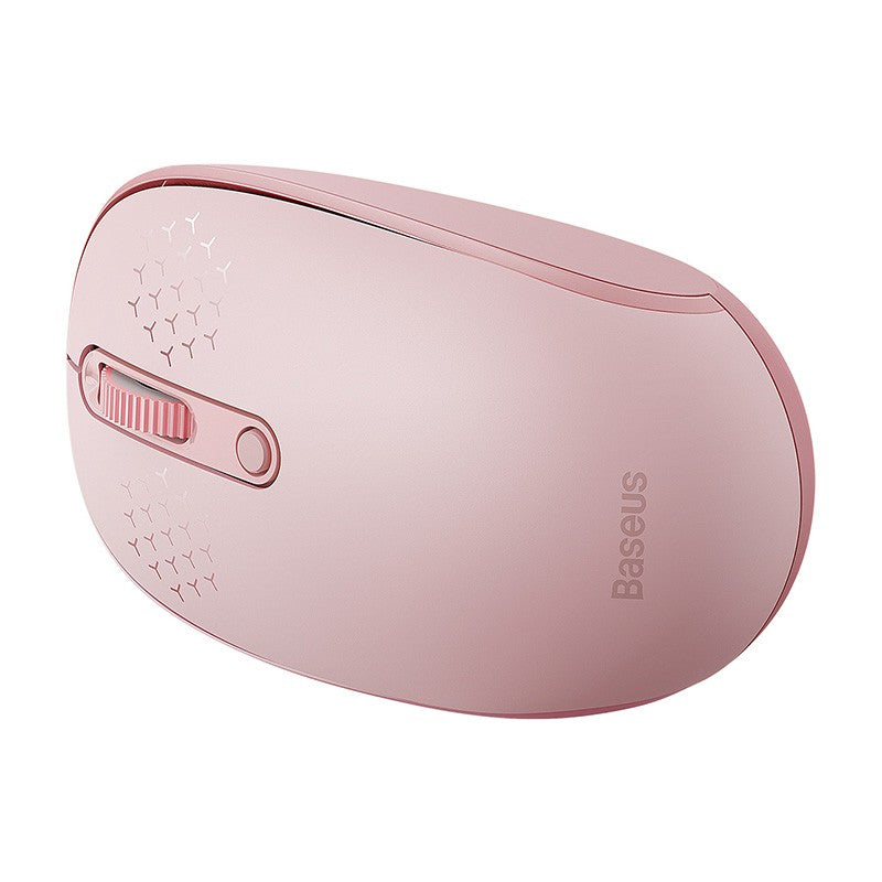 Ergonomische kabellose Maus, Baseus F01B, Tri-Mode Wireless Mouse, Bluetooth 5.0 / 3.0, 2.4 GHz (USB) 1600 DPI, Rosa