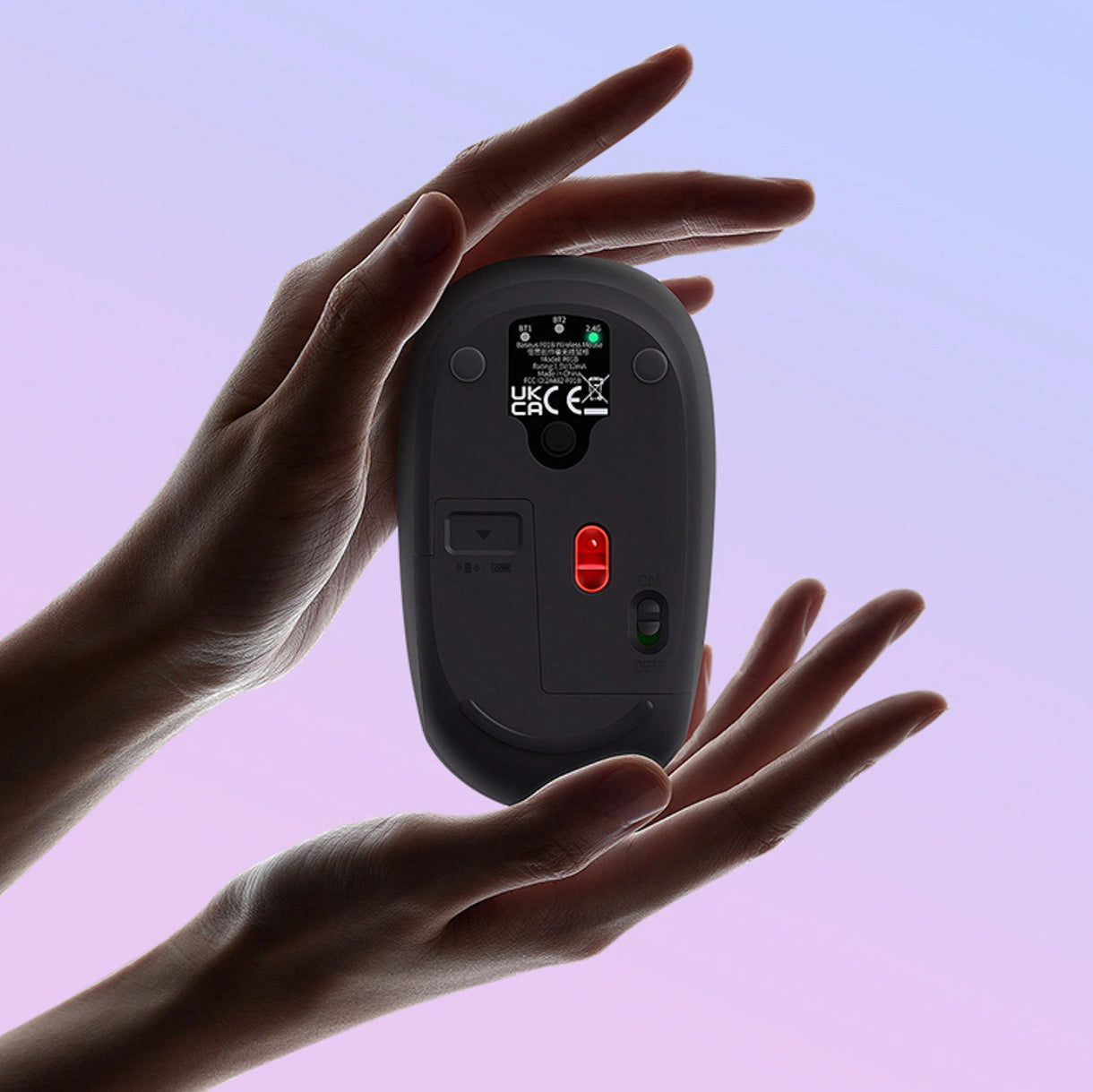 Ergonomische kabellose Maus, Baseus F01B, Tri-Mode Wireless Mouse, Bluetooth 5.0 / 3.0, 2.4 GHz (USB) 1600 DPI. Grau