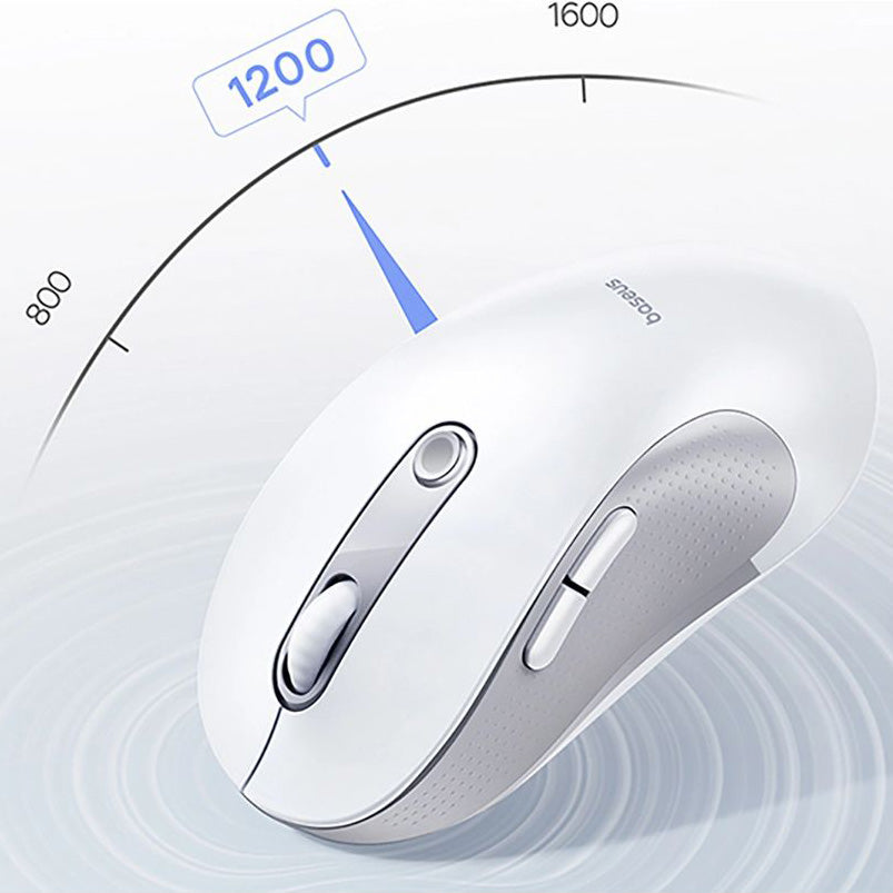Ergonomische kabellose Maus, Baseus F02, USB 2.4GHz, 1600 DPI, Weiß-Grau