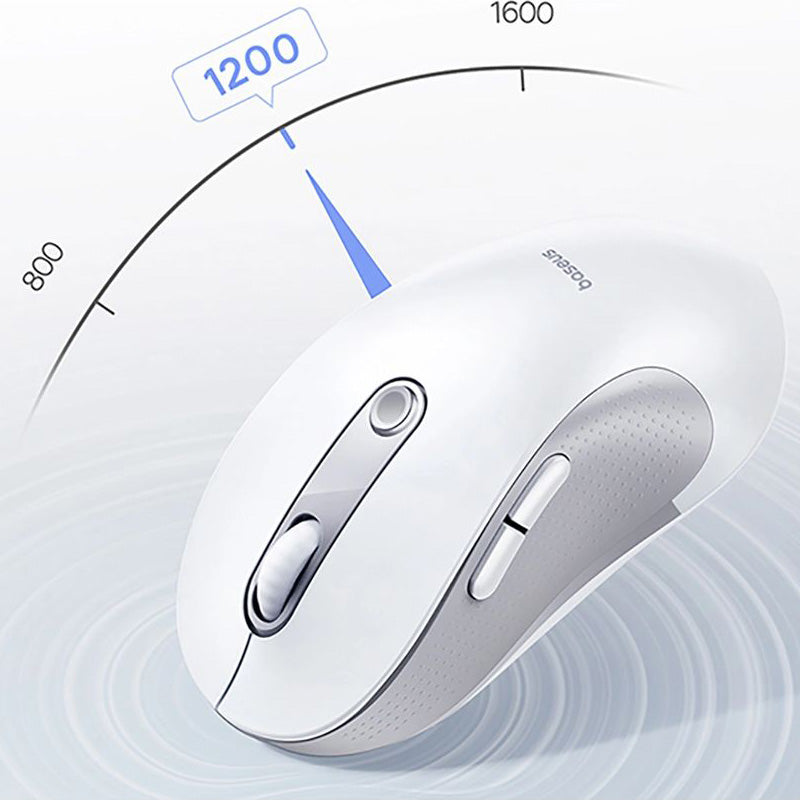 Ergonomische kabellose Maus, Baseus F02, Bluetooth 5.3, 1600 DPI, Weiß-Grau