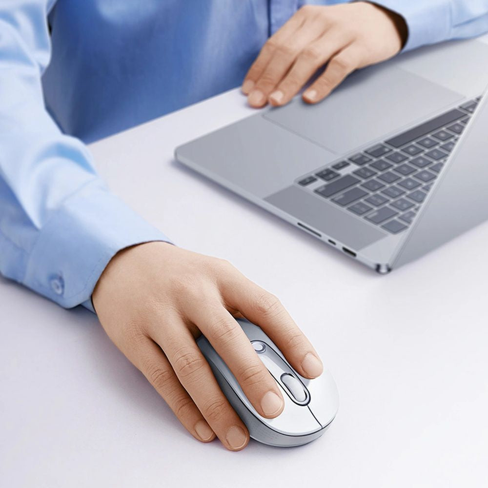 Ergonomische kabellose Maus, Baseus F02, Bluetooth 5.3, 1600 DPI, Weiß-Grau
