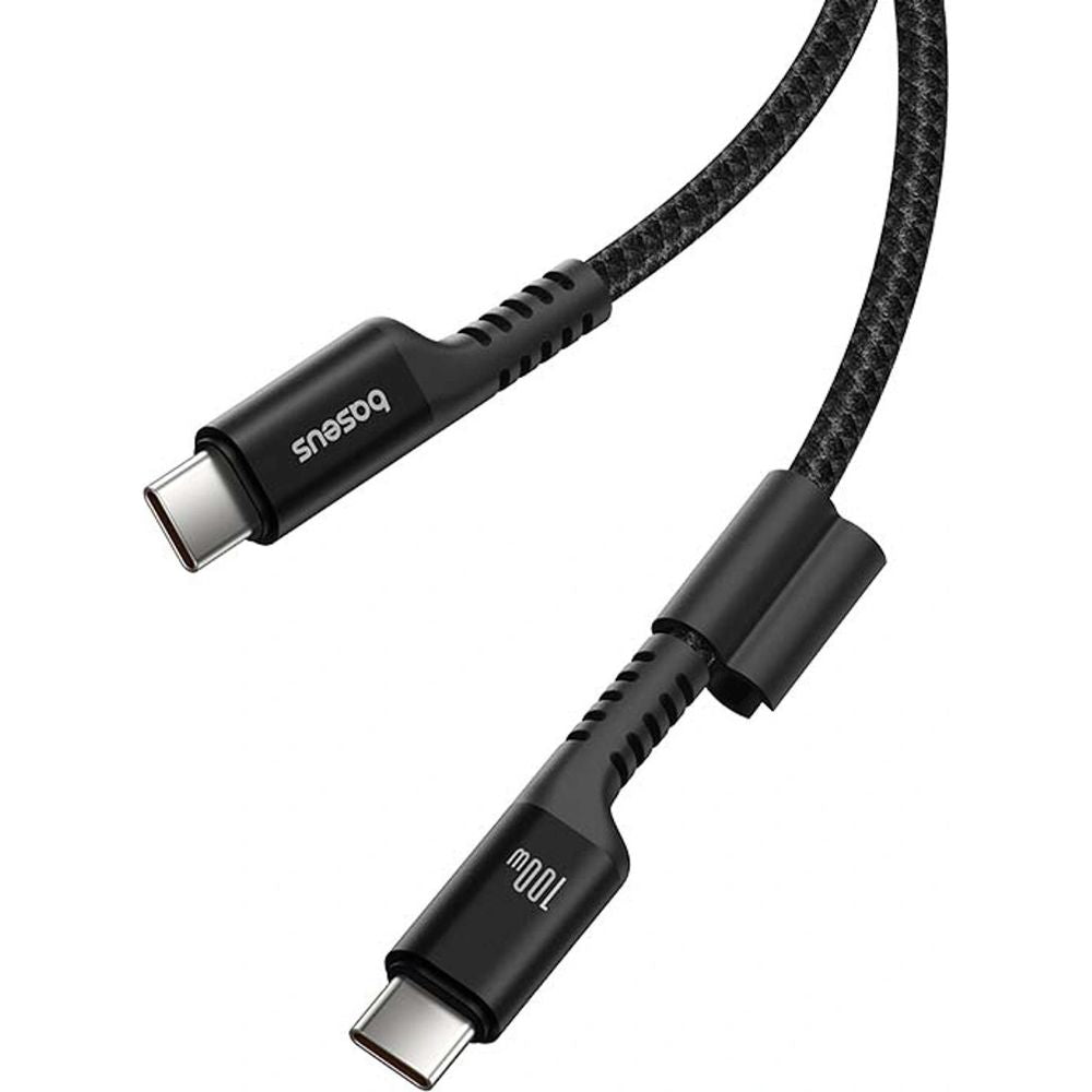 Spiralkabel USB-C auf USB-C, Baseus Fish-Eye, PD 100W, 480 Mbps, 1 m, Schwarz