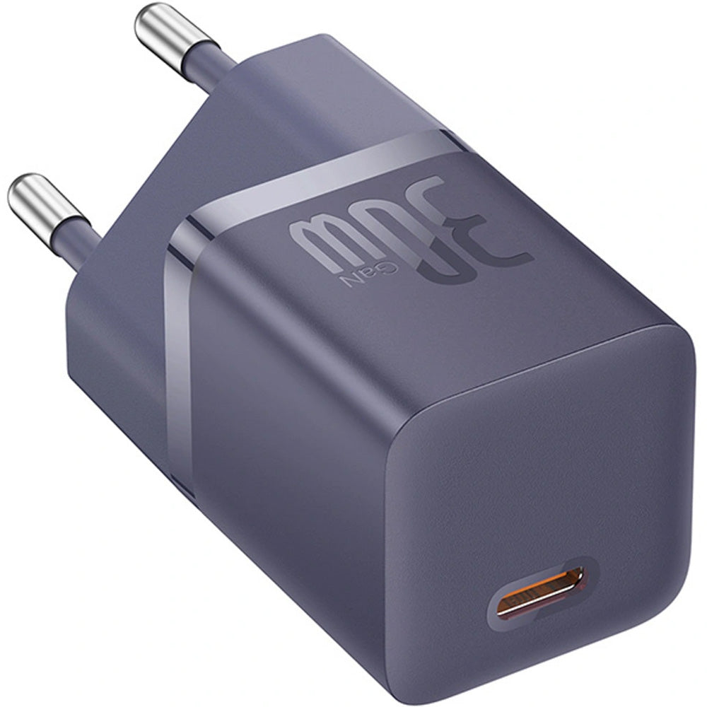 Netzladegerät 30W, 1x USB-C + Kabel USB-C mit Geflecht, Baseus GaN5 Fast Charger Mini, Violett