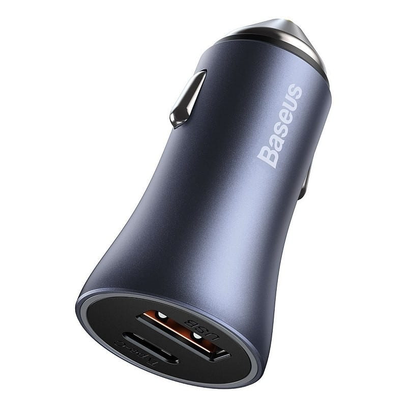 Autoladegerät Baseus Golden Contactor Pro 1x USB-A, 1x USB-C, PD 3.0, QC 4.0 + Kabel USB-C, Blau