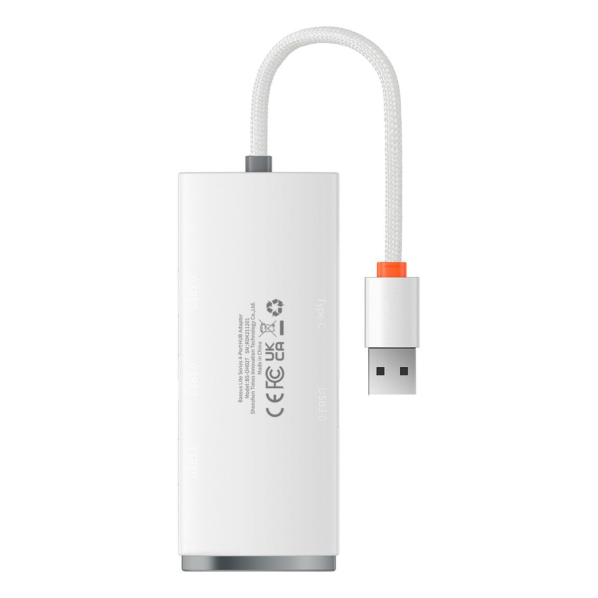 Hub-Adapter Baseus Lite Series, 4 in 1 USB-A - 4x USB 3.2 gen 1 / 1x USB-C, 25 cm, weiß