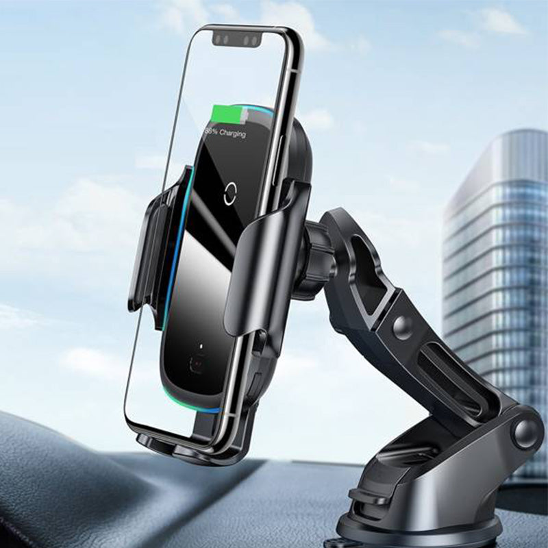 Autohalterung mit Qi-Aufladung für Windschutzscheibe / Armaturenbrett / Lüftungsöffnungen, Baseus Light Electric Holder 15W, Schwarz