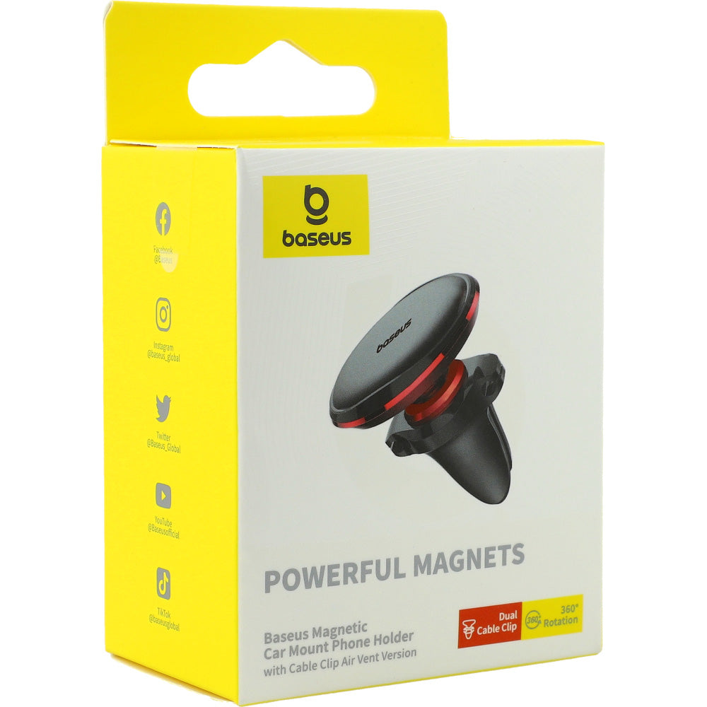 Magnetische Handy-Halterung für das Lüftungsgitter, Baseus Powerful Magnets, Schwarz-Rot