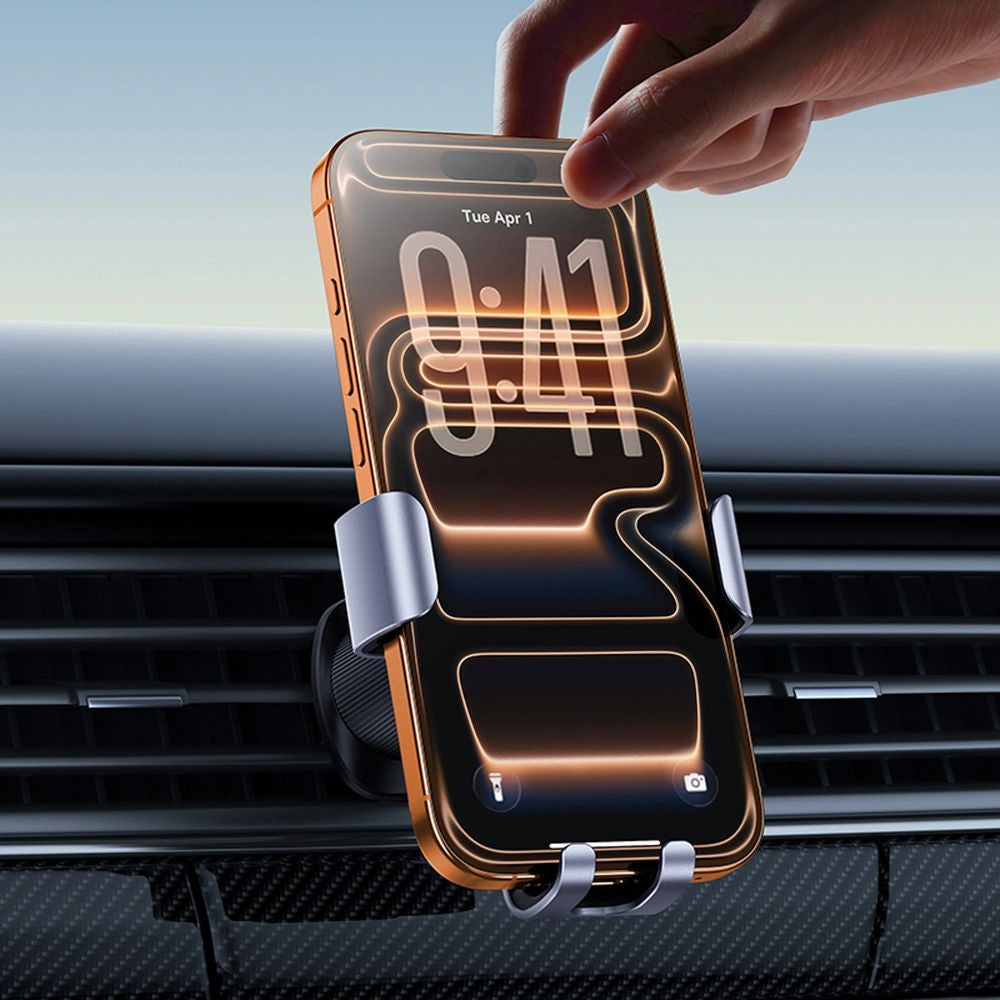 Schwerkraft Autohalterung für das Handy zu den Lüftungsgitter, Baseus Metal Age Go, Grau und Schwarz