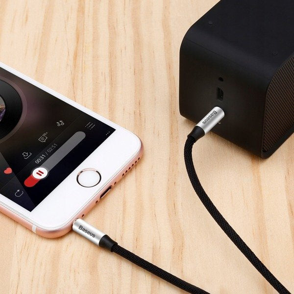 Audiokabel AUX 3.5mm Mini Jack (2x Stecker), Baseus Yiven M30, 1.5m, Silbern-Schwarz