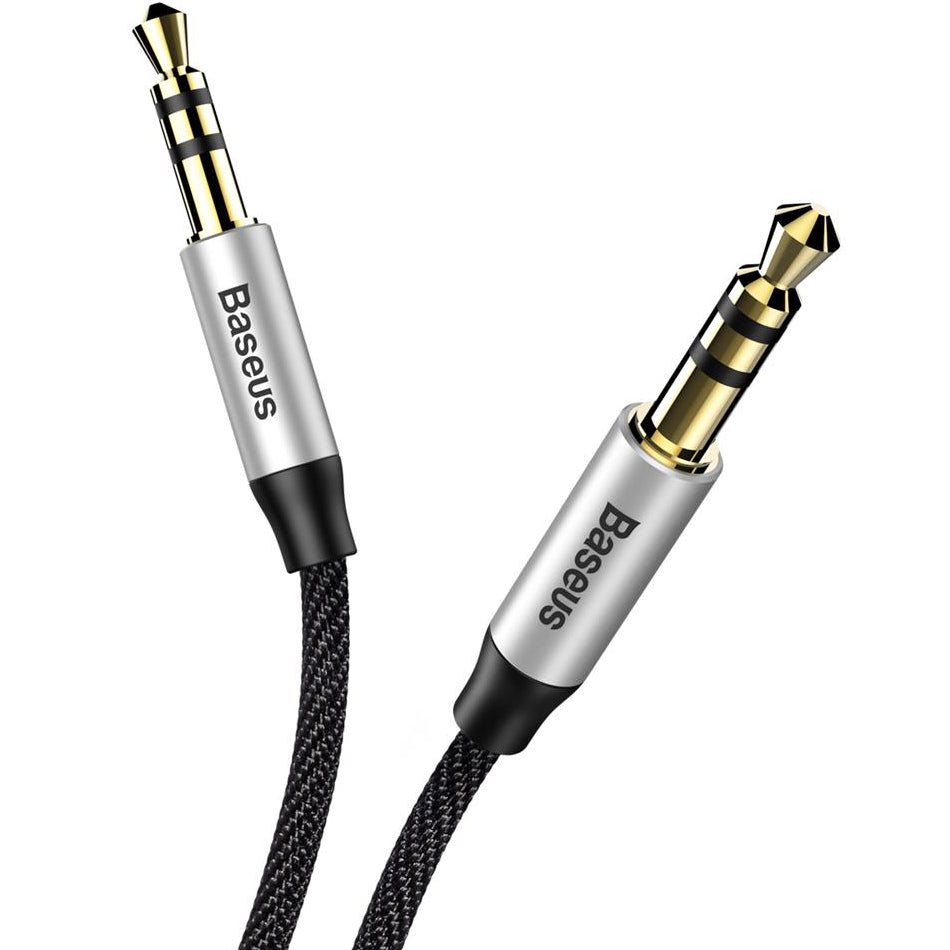 Audiokabel AUX 3.5mm Mini Jack (2x Stecker), Baseus Yiven M30, 1m, Silbern-Schwarz